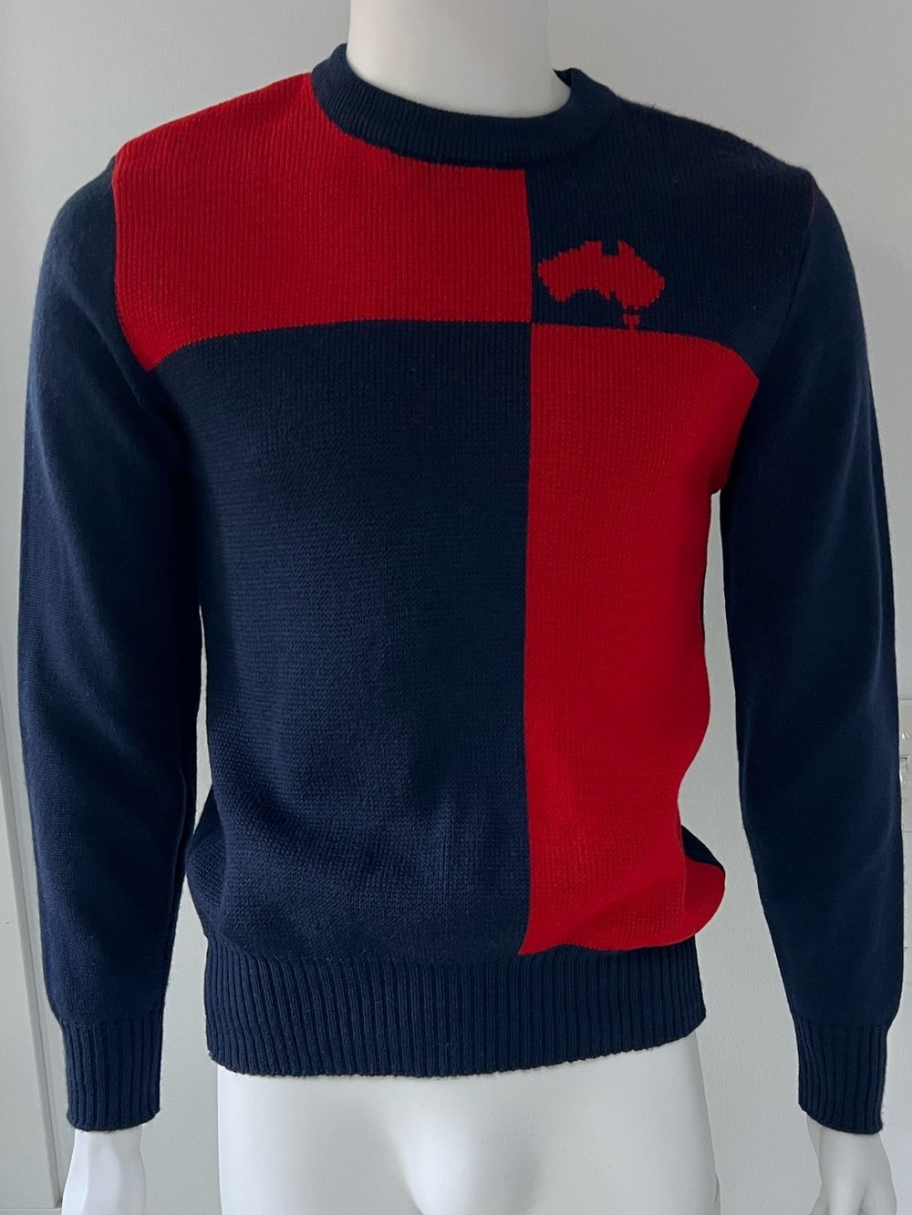 Vintage Mr H Esq Colour Block knit Sweater pure New-wool Made in Australia Men’s